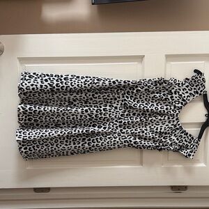 Express Black and White Leopard Print Midi Dress